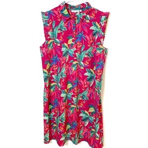 Chico's Dress XL Pink Floral Tropical Vacation Beachy Resort Cruise Hawaii